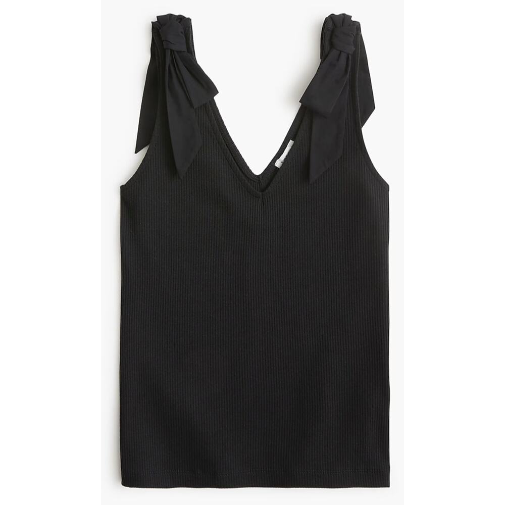J.Crew Factory | NWT Bow Shoulder Tank Black Ribbed Top | Sz 3X